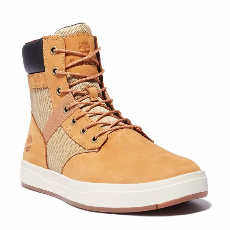 Clearance * Men'S Davis Square Boot Wheat Nubuck The Timberland Company Best Choice