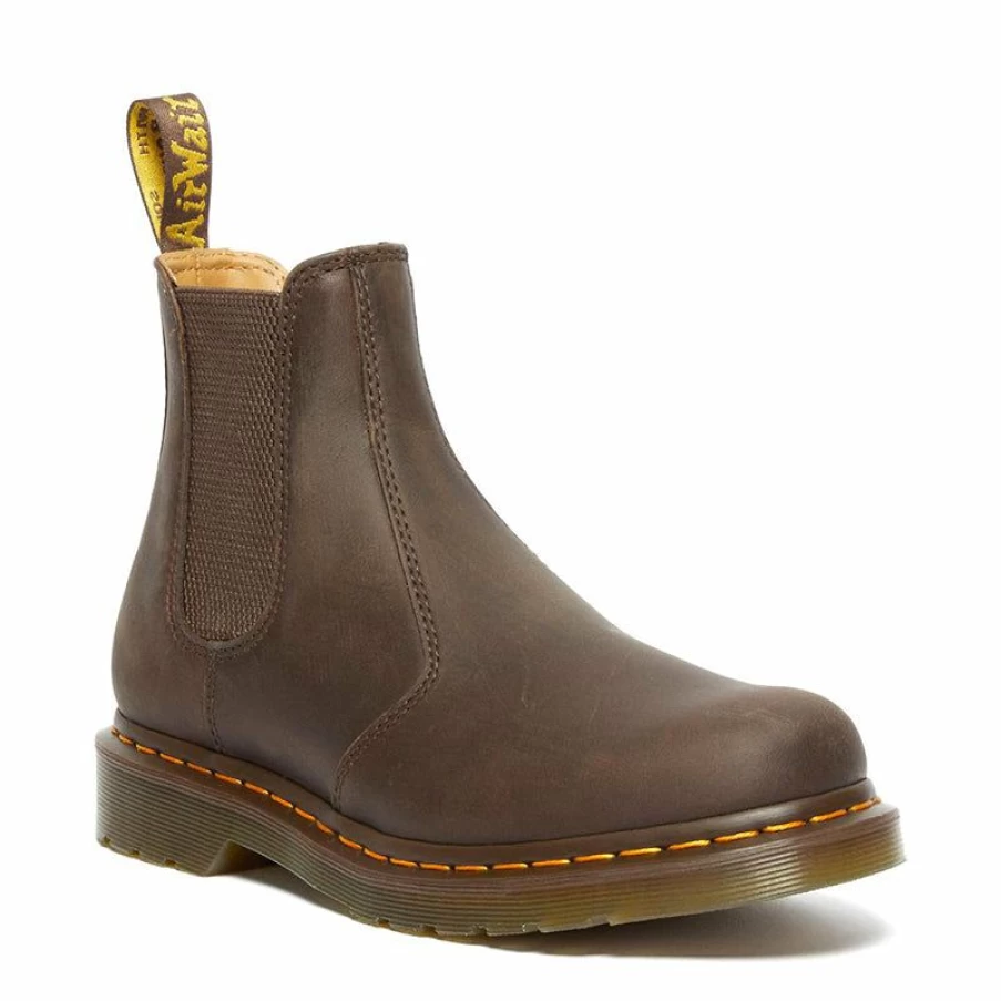 New * Men'S 2976 Yellow Stitch Dark Brown Crazy Horse Dr. Martens Original