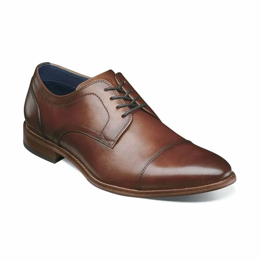 Hot * Men'S Flex Cap Toe Cognac Smooth Florsheim Discount Store