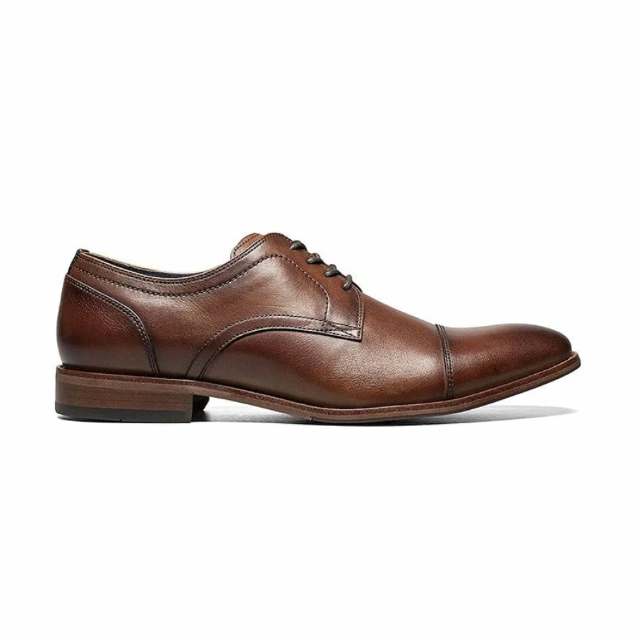 Hot * Men'S Flex Cap Toe Cognac Smooth Florsheim Discount Store
