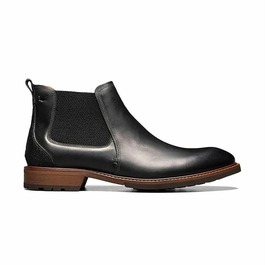 Clearance * Men'S Lodge Plain Toe Black Crazy Horse Florsheim Shop