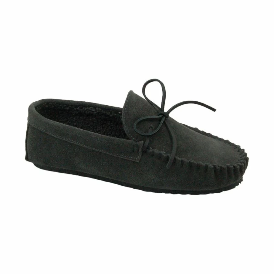 Online * Men'S Clint Classic Trapper Charcoal Minnetonka Moccasin Cheaper