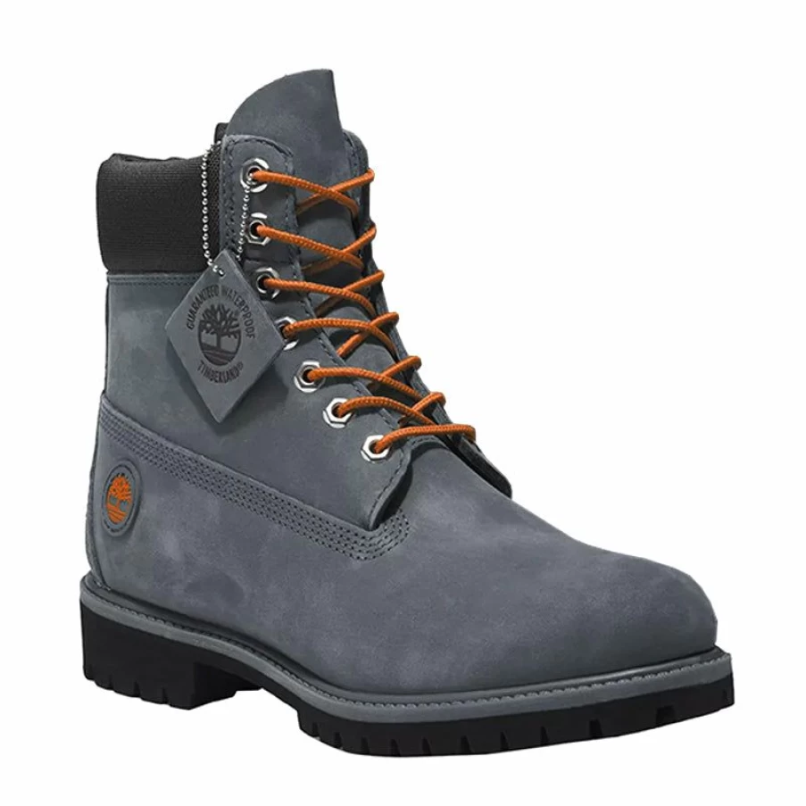 Best * Men'S 6 In Premium Waterproof Medium Grey Nubuck Timberland Original