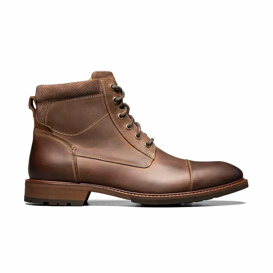 Best * Men'S Lodge Cap Toe Lace Up Boot Brown Florsheim Quality Guarantee