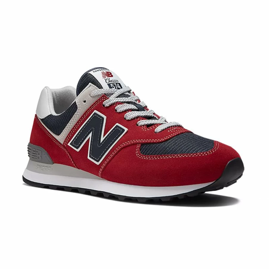 New * Men'S 574 Red/Navy New Balance Discount Sale