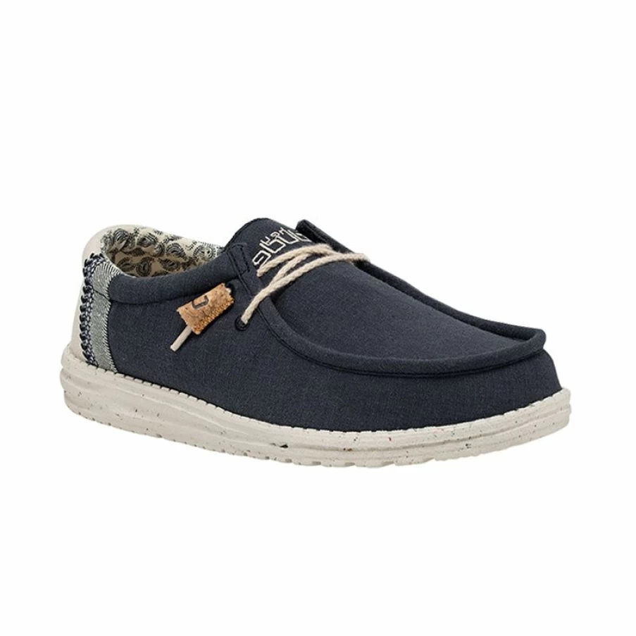Online * Men'S Wally Linen Natural Navy Heydude Discount Sale