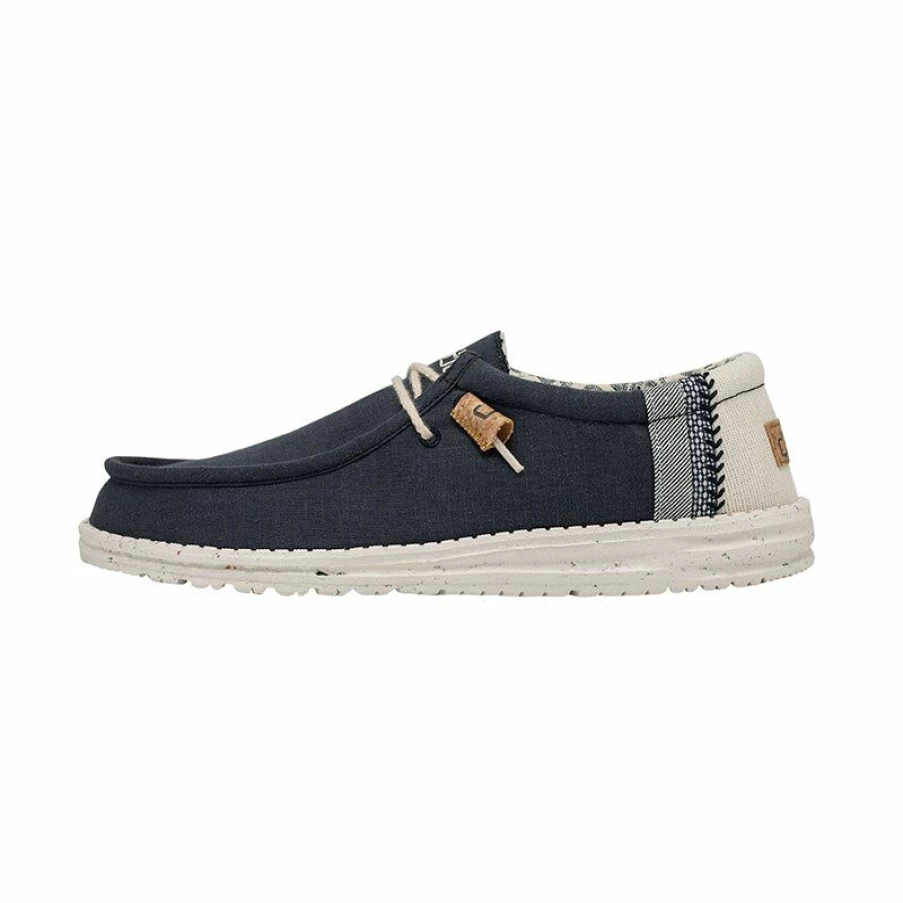 Online * Men'S Wally Linen Natural Navy Heydude Discount Sale